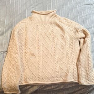 J. Crew Cream Cable Knit Turtleneck Sweater
